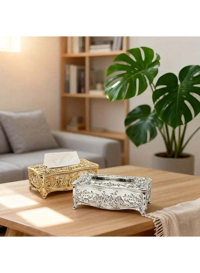 Premium Rose Golden And Silvery Tissue Box Set Of 2 For Bathroom Bedroom Living Room - Image 1